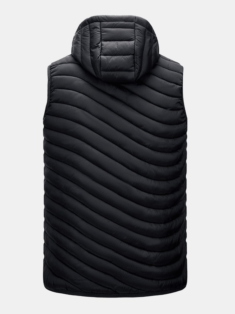 Mens Zip Front Quilted Casual Padded Detachable Hooded Vests with Pocket - MRSLM
