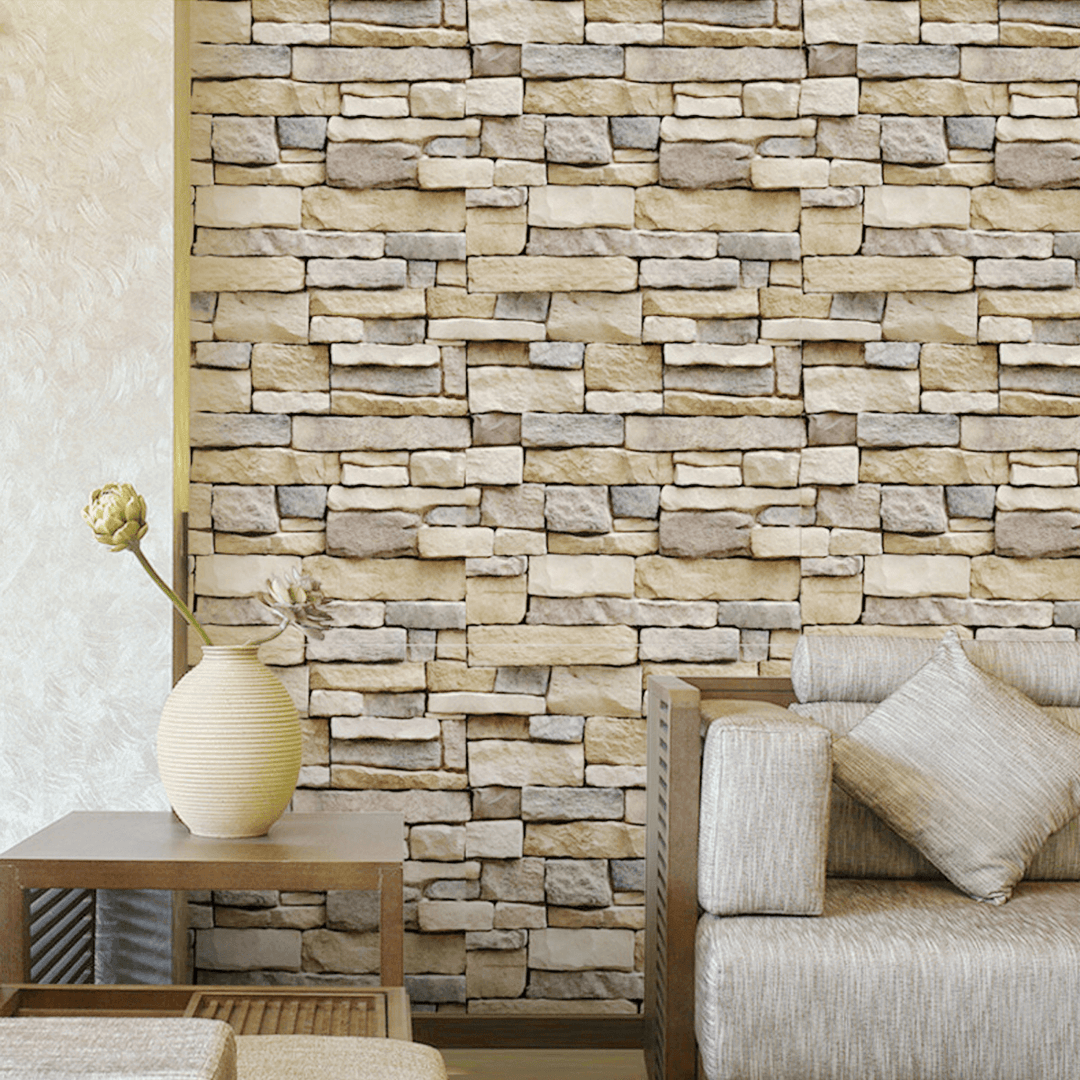 3D Wall Paper Brick Stone Pattern Sticker Rolls Self-Adhesive Backdrop DIY Room Decor - MRSLM