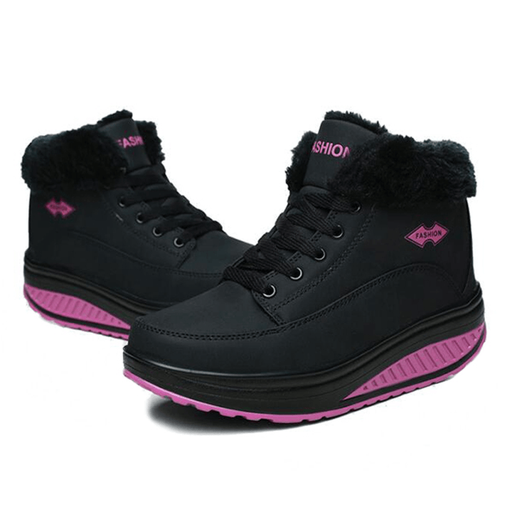 Warm Fur Lining Rocker Sole Platform Boots Women Casual Shoes - MRSLM