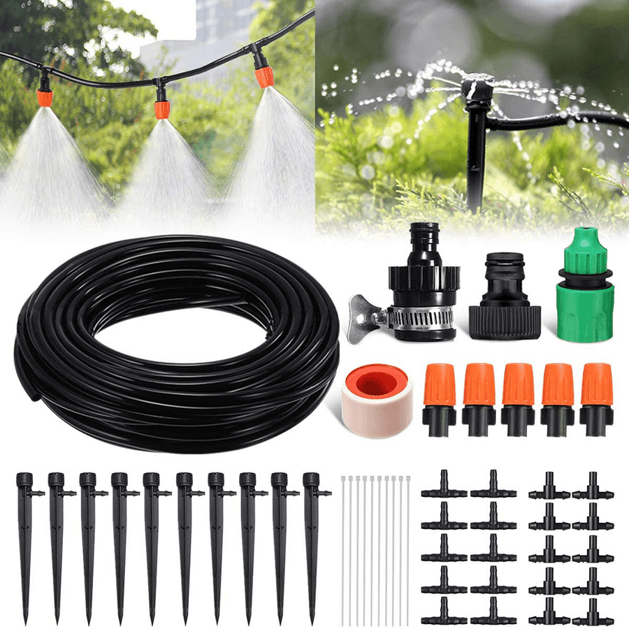 45Pcs 50Ft/15M Drip Irrigation Kit Garden Irrigation System with Distribution Tubing Hose Adjustable Nozzles Plant Watering Kit Mist Irrigation System for Garden Greenhouse Patio Lawn - MRSLM