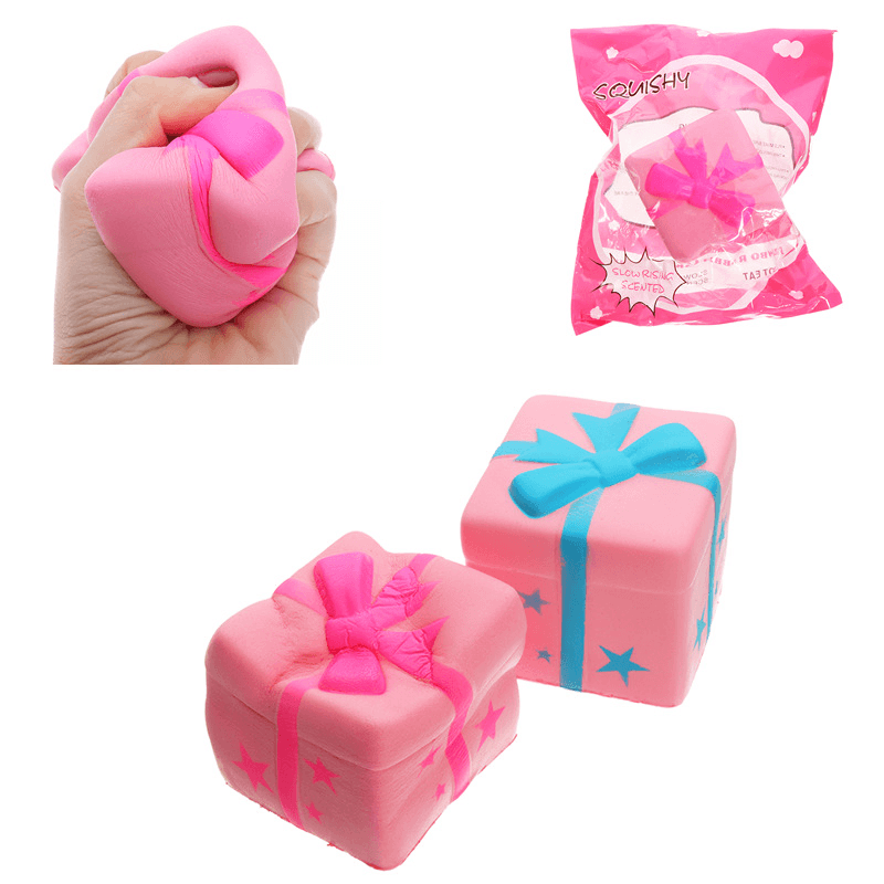 Gift Box Cake Squishy Phone Strap Toy 7.5CM Slow Rising with Original Packaging - MRSLM