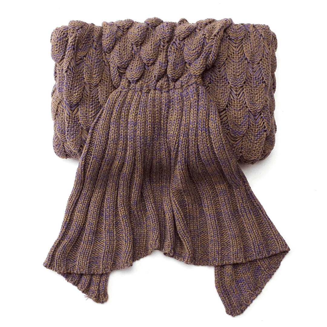195X90Cm Yarn Knitted Mermaid Tail Blankets Handmade Crochet Throw Super Soft Sofa Bed Mat - MRSLM
