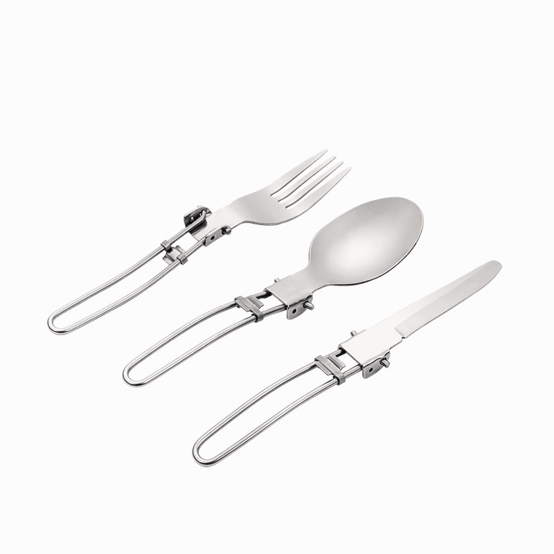 CAMPOUT 3 Pcs Tableware Set Stainless Steel Knife Fork Spoon Dinnerware Set Portable Outdoor Camping Picnic with Storage Bag - MRSLM