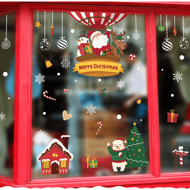 2020 Christmas Decoration Sticker Glass Windows Decals Merry Christmas Home Decoration Wall Stickers Kids Room New Year Wallpaper - MRSLM