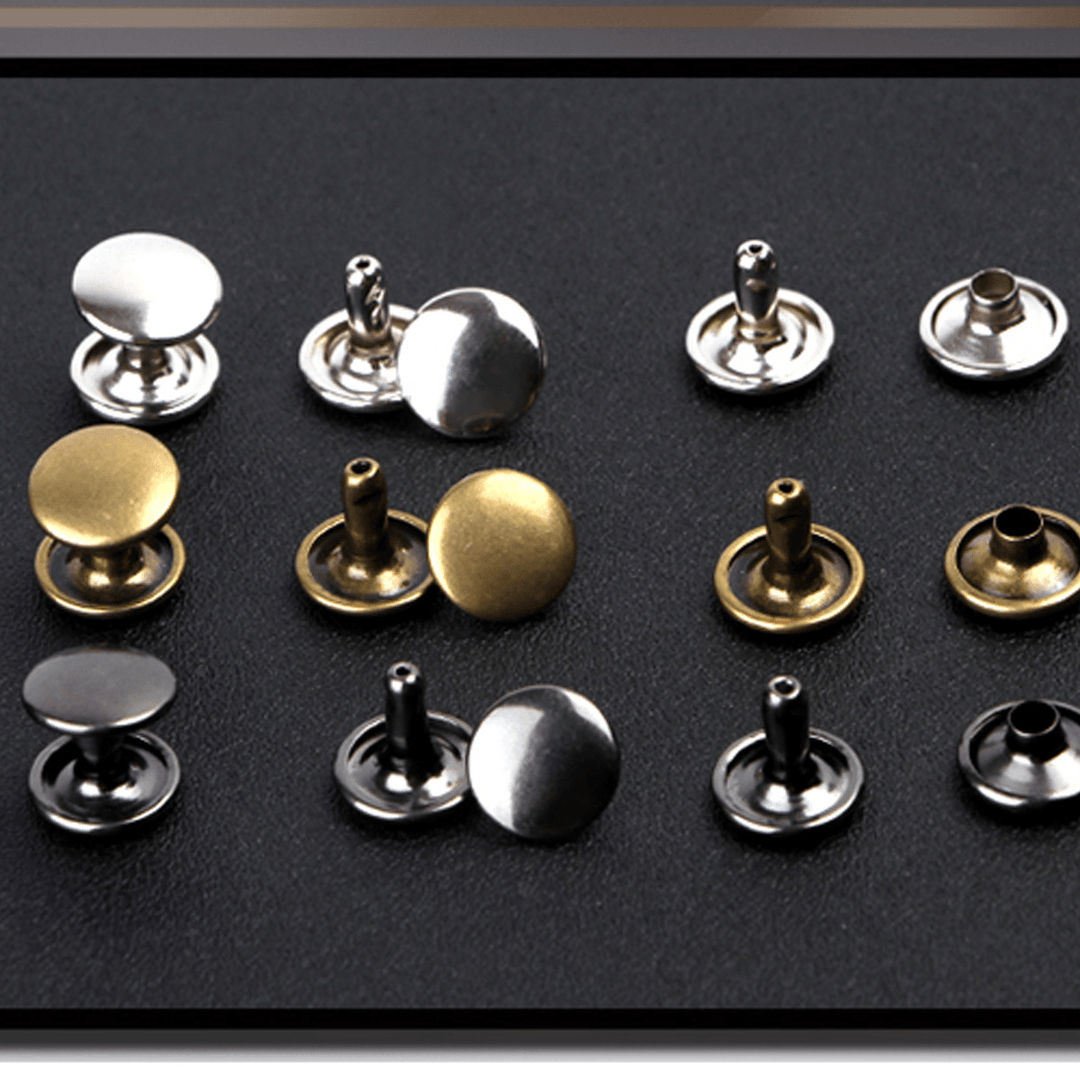 480 Pcs/Lot DIY Leather Craft Snap Fasteners Buttons Copper Antique Brass Double Cap Sewing Rivet Punk Bag - MRSLM