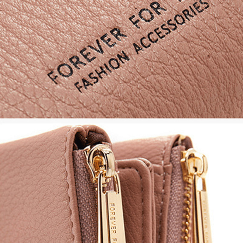 Women PU Leather Multi-Slot Hand Carry Short Wallet Clutch Purse - MRSLM