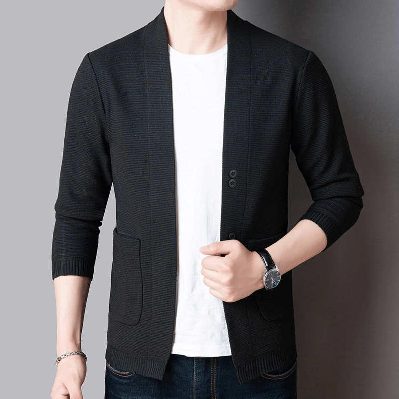 Pure Color Sweater Jacket Men'S Autumn Thin Section - MRSLM