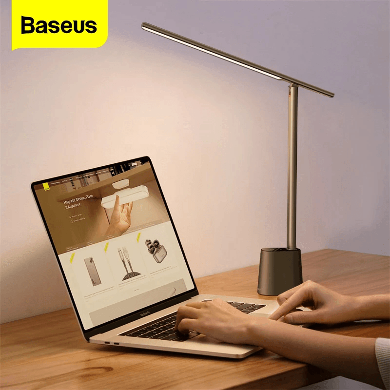 Baseus Smart LED Desk Lamp Eye Protect Study Dimmable Office Light Foldable Table Lamp Smart Adaptive Brightness Bedside Lamp for Read - MRSLM