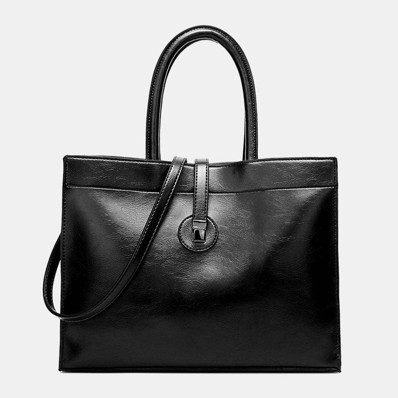 Women Faux Leather Retro Multi-Pocket Large Capacity Handbag Shoulder Bag Tote - MRSLM
