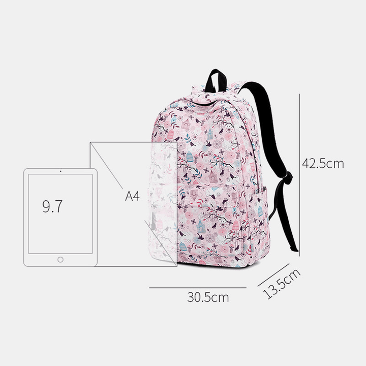 Women Print Waterproof Casual Backpack School Bag - MRSLM