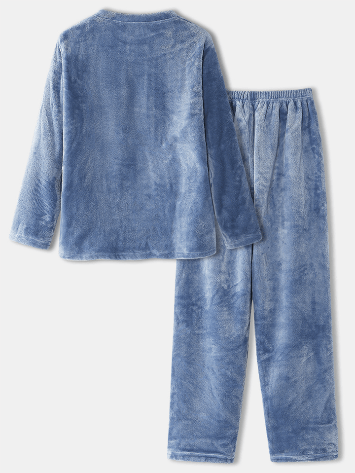 Women Flannel Animal Graphics Side Pocket Sweatshirt Elastic Waist Pants Home Pajama Set - MRSLM