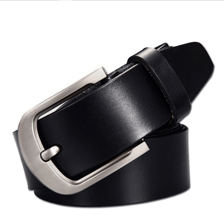 Leather Cowskin Vintage Jean Belt Pin Buckle Simple Men'S Belt Wide - MRSLM
