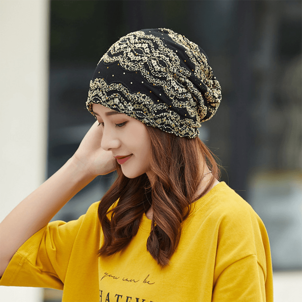 Women Cotton Ethnic Style Floral Embroidery Warm Casual Outdoor Brimless Beanie - MRSLM
