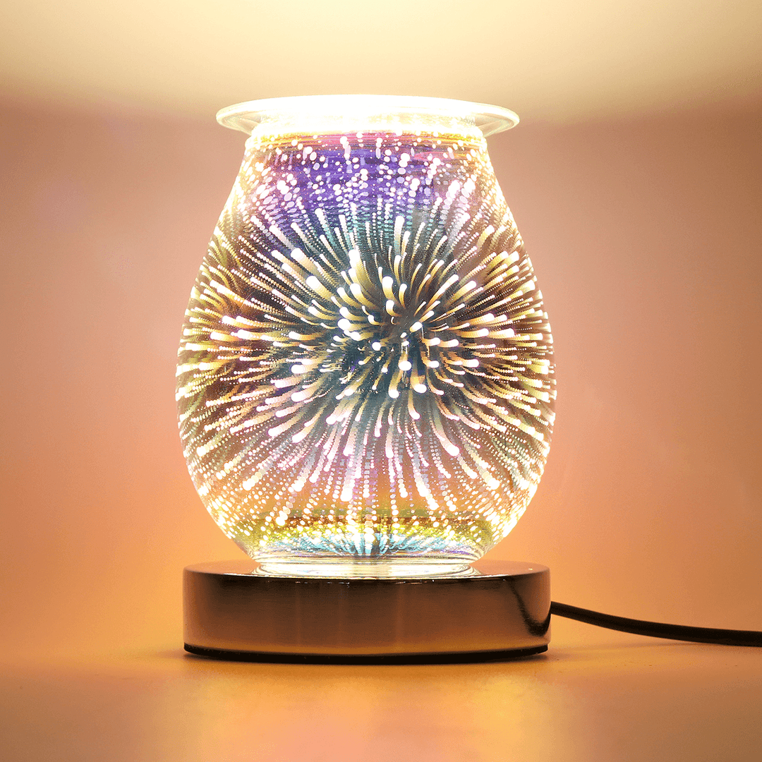 Aromatherapy Lamp with 3D Firework Effect Night Lamp Burner Aromatherapy Decorative Lamp for Home Bedroom Living Room Decoration - MRSLM