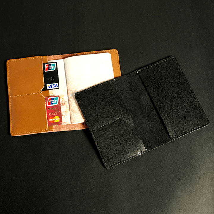 Men Genuine Leather Passport Holder Wallet Card Holder - MRSLM