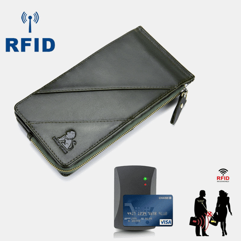Men RFID Wallet Genuine Leather Long Card Holder - MRSLM