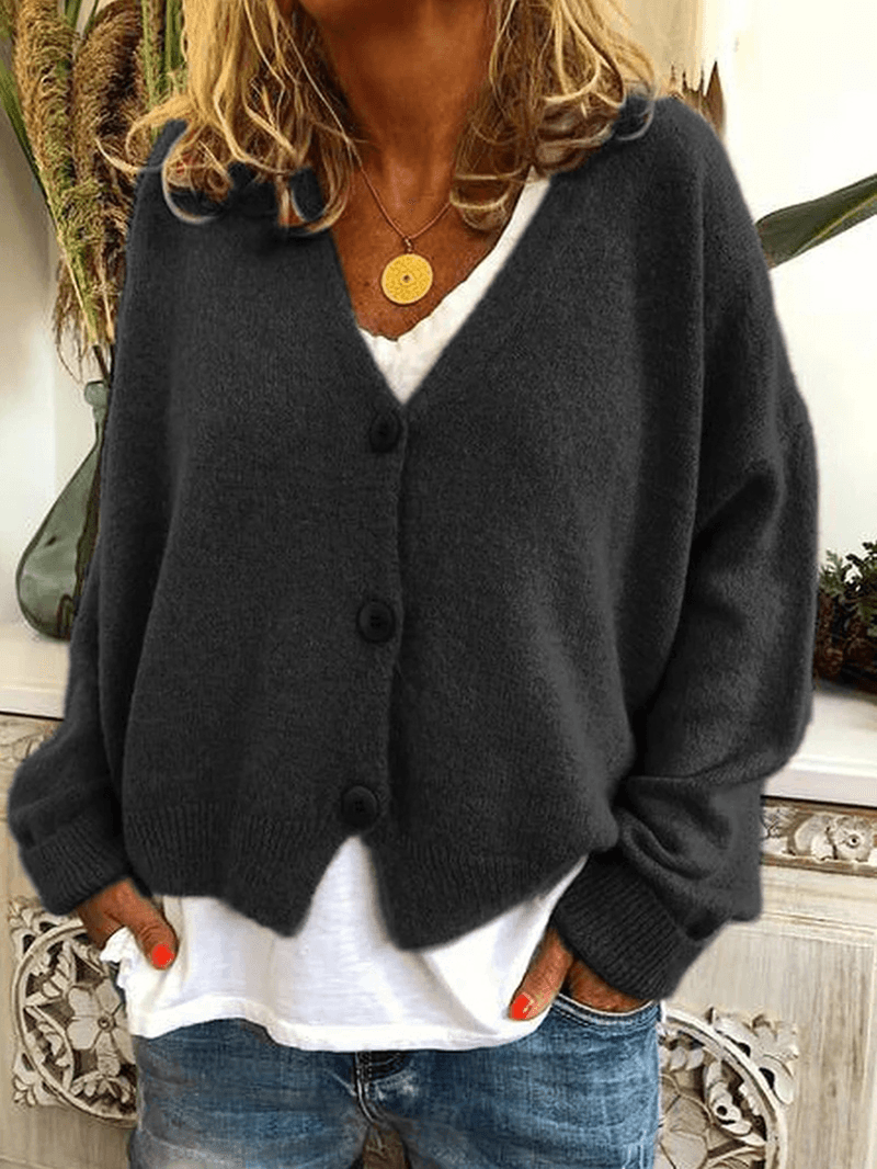 Solid Casual Long Sleeve Sweaters - MRSLM