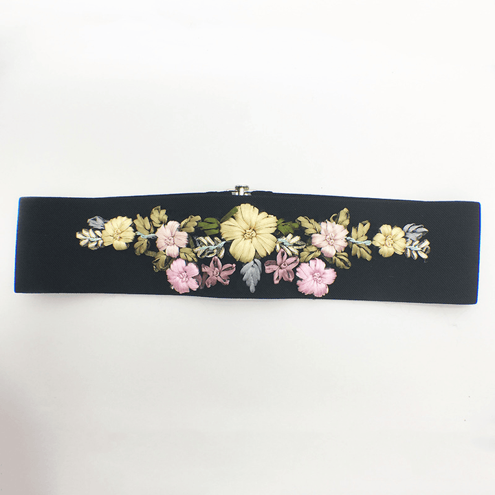 Embroidered Ladies Waist Flower-Shaped Decorative Buckle All-Match Single Loop Weaving - MRSLM