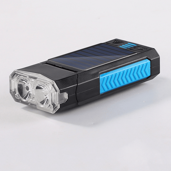XANES® 5-In-1 Solar Bike Headlight 2000Mah 400LM 4 Modes Bicycle Front Lamp 130Db Horn USB Rechargeable Power Bank Outdoor Cycling - MRSLM
