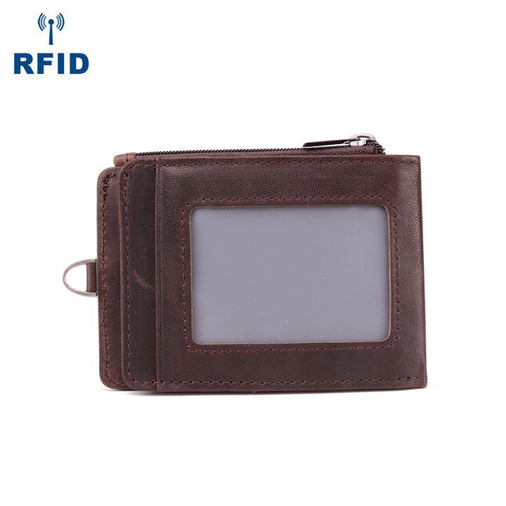 Men Genuine Leather Casual Anti-Theft RFID Blocking Wallet Card Holder - MRSLM