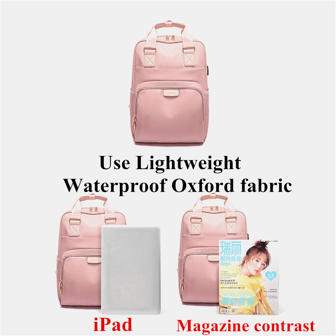 Women Nylon Waterproof Light Weight Multifunction Casual Patchwork Backpack - MRSLM