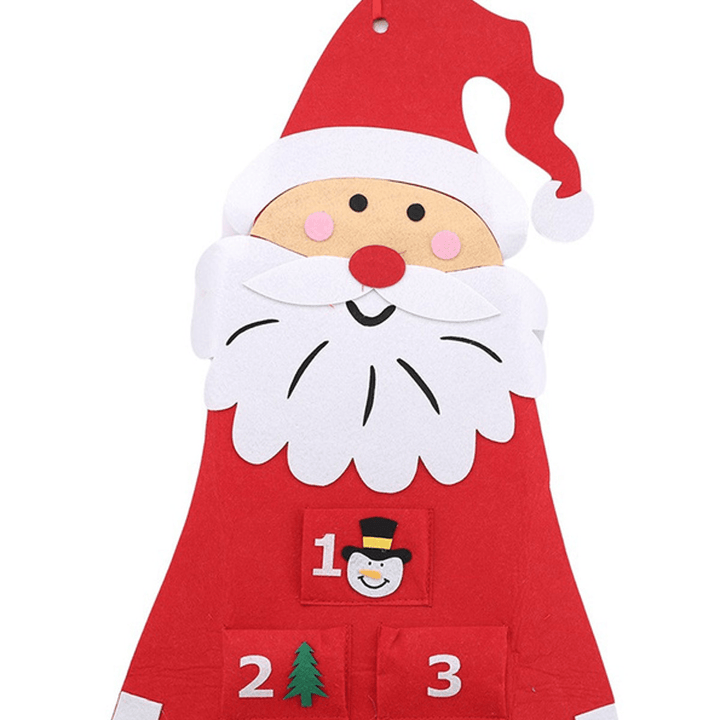 DIY Felt Christmas Advent Calendar Christmas Tree Countdown Calendar with Pockets New Year Hanging Ornaments - MRSLM