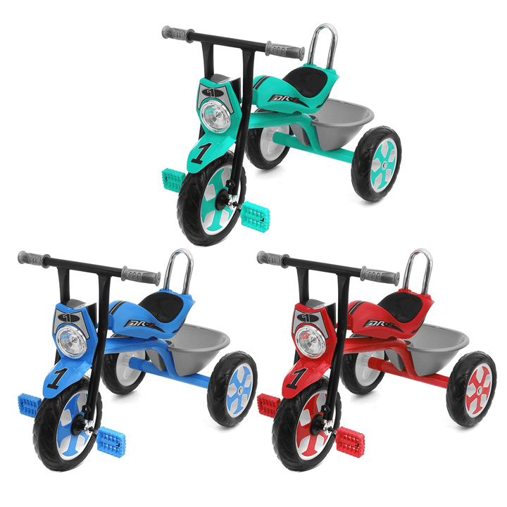 Baby Pedals Tricycle with Music Light＆Basket Kids Toddler Walker Children Bicycle Outdoor Garden Bike for 2-5 Years Old Boys＆Girls Gifts - MRSLM