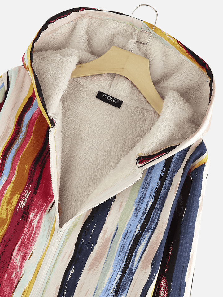 Graffiti Chest Pocket Quilted Fleece Hooded Zipper Coats - MRSLM