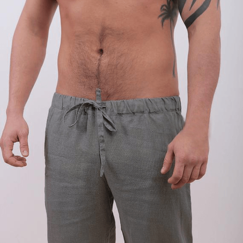 Mens Cotton Breathable Elastic Waist Casual Pants - MRSLM