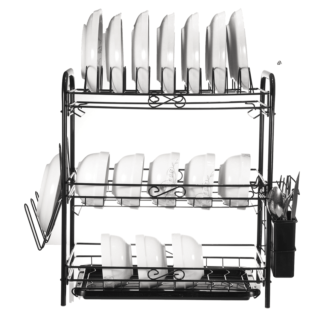 Stainless Steel Dish Rack Sink Bowl Shelf Nonslip Cutlery Holder Kitchen Drying Rack Organizer for Kitchen Tools - MRSLM