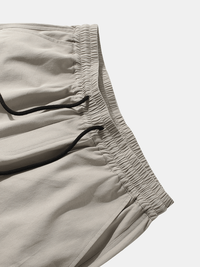 Mens Solid Color Snap Patch Pocket 100% Cotton Jogger Pants - MRSLM