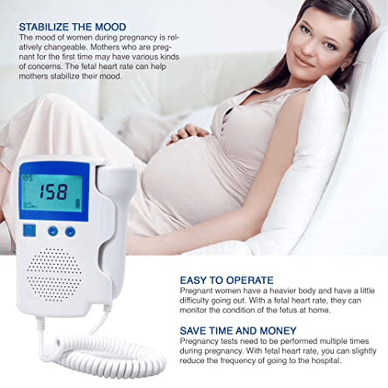 Doppler Fetal Heart Rate Monitor Baby Heartbeat Detector Health Prenatal Probe Intelligent Dynamic Monitoringor for Pregnɑncy Gifts for First Time Moms - MRSLM