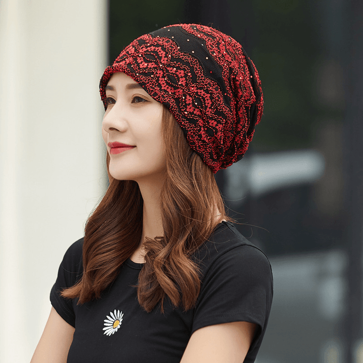 Women Cotton Ethnic Style Floral Embroidery Warm Casual Outdoor Brimless Beanie - MRSLM