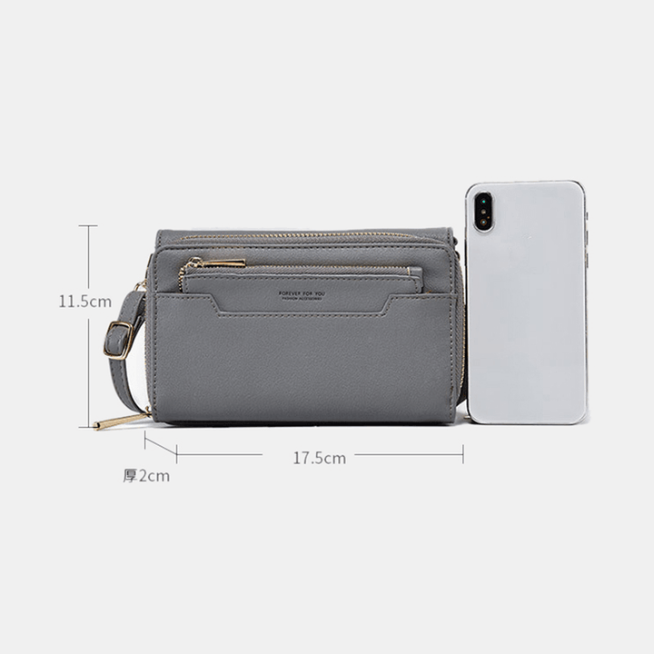 Women PU 6.3 Inch Phone Solid Crossbody Bag Phone Bag Wallet - MRSLM