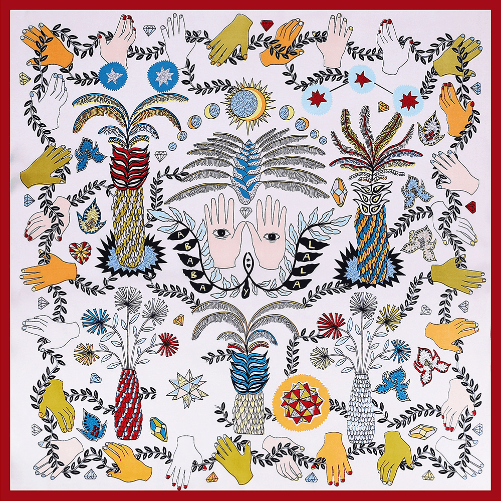 Small Square Scarf Palm Jungle Silk - MRSLM