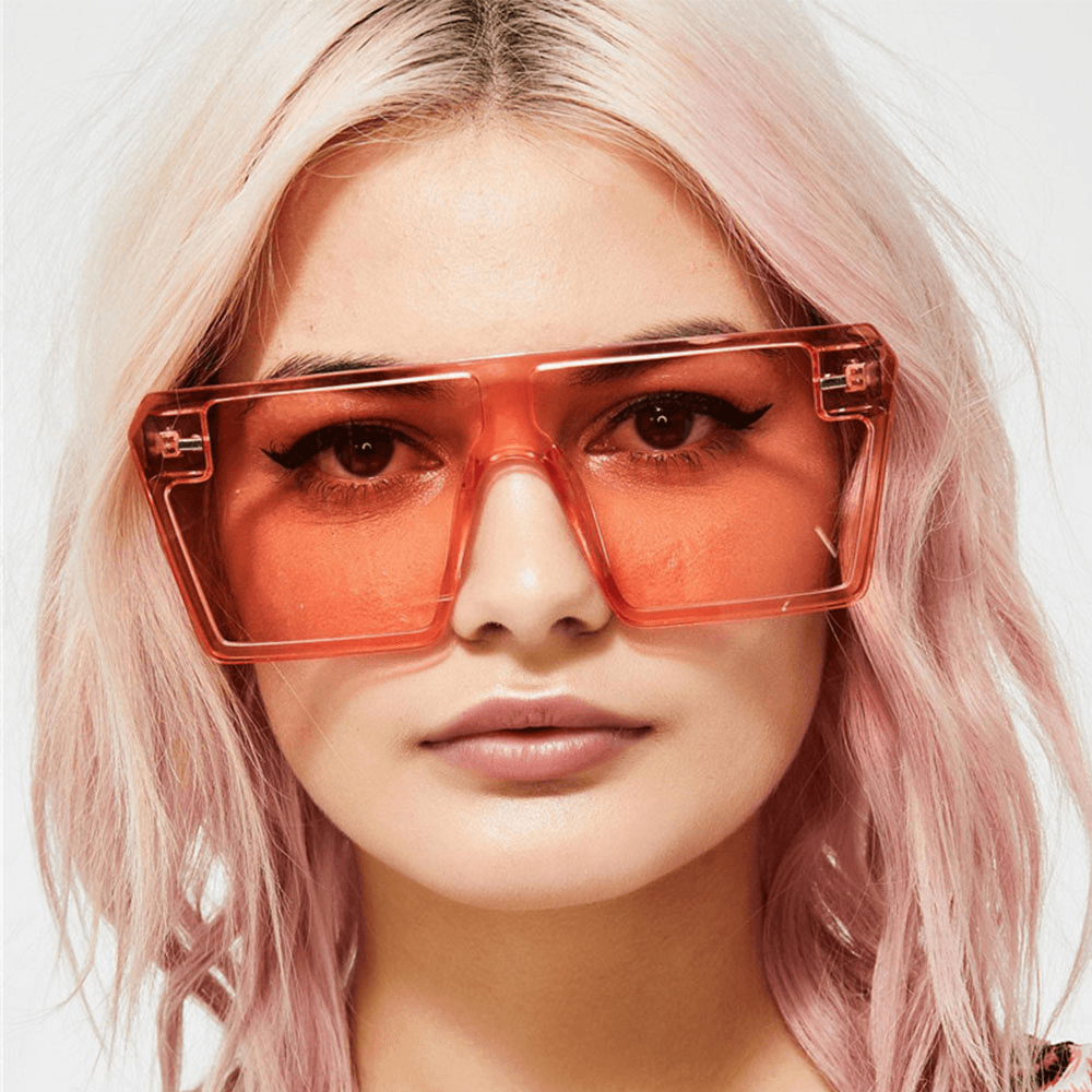 Women One-Piece plus Size Frame Reteo Square Shape Bright Color Personality Sunglasses - MRSLM