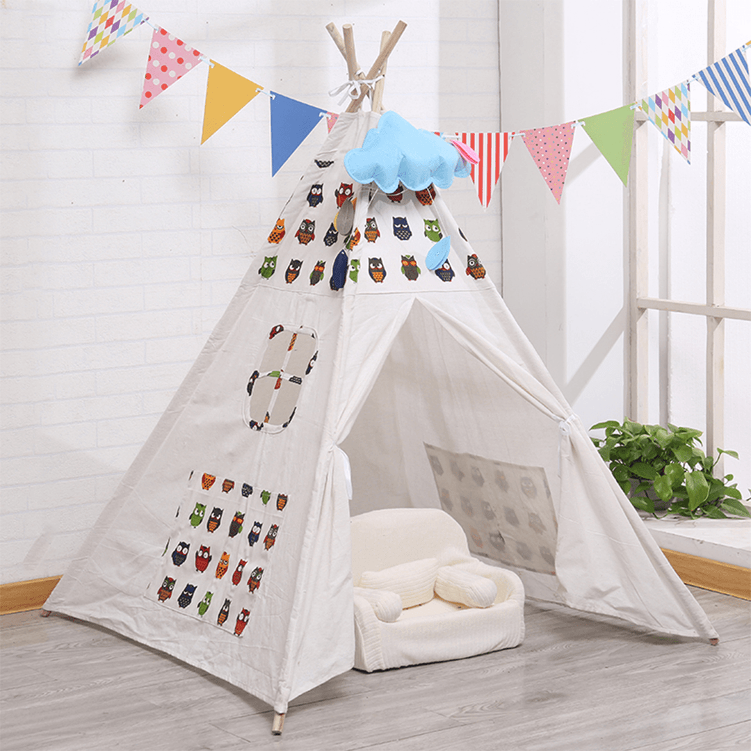 1.35/1.6M Kids Teepee Tent Children Playhouse Folding Portable Game Room Indoor Outdoor for Boys Girls Gift - MRSLM