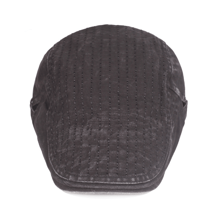 Mens Washed Cotton Patchwork Colors Beret Caps Outdoor Sport Adjustable Visor Forward Hats - MRSLM