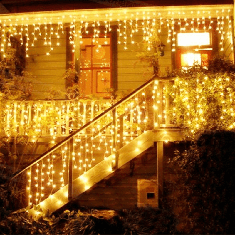 Christmas 4M 96 LED Indoor Outdoor String Light 110-220V Curtain Icicle Drop LED Party Garden Stage Decor - MRSLM