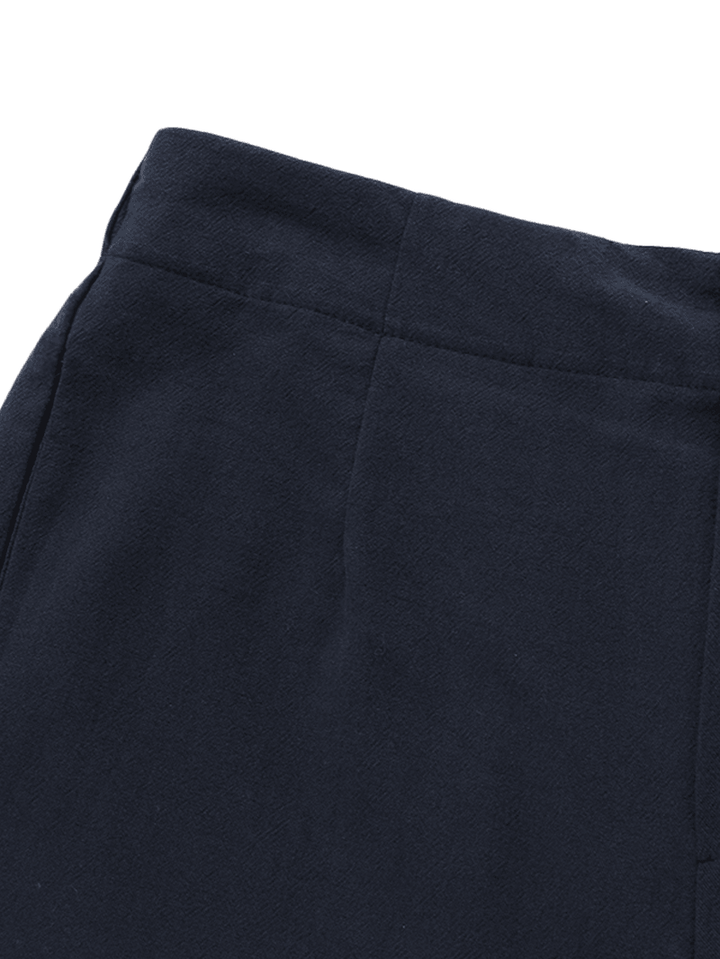 Women High Elastic Waist Loose Cotton Wide Leg Pants with Pockets - MRSLM