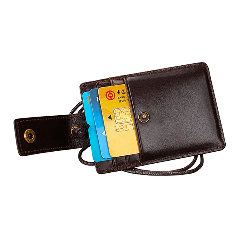 RFID Genuine Leather 4 Card Slot Neck Bag Card Holder - MRSLM