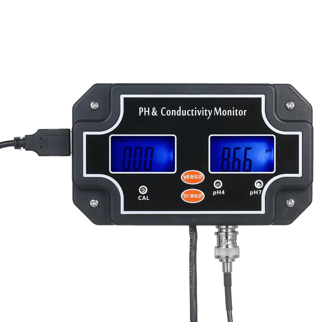 PH/EC-2681 2 in 1 Water Quality Tester Ph/Ec Meter Waterproof Double Display Tester Black EU Plug - MRSLM