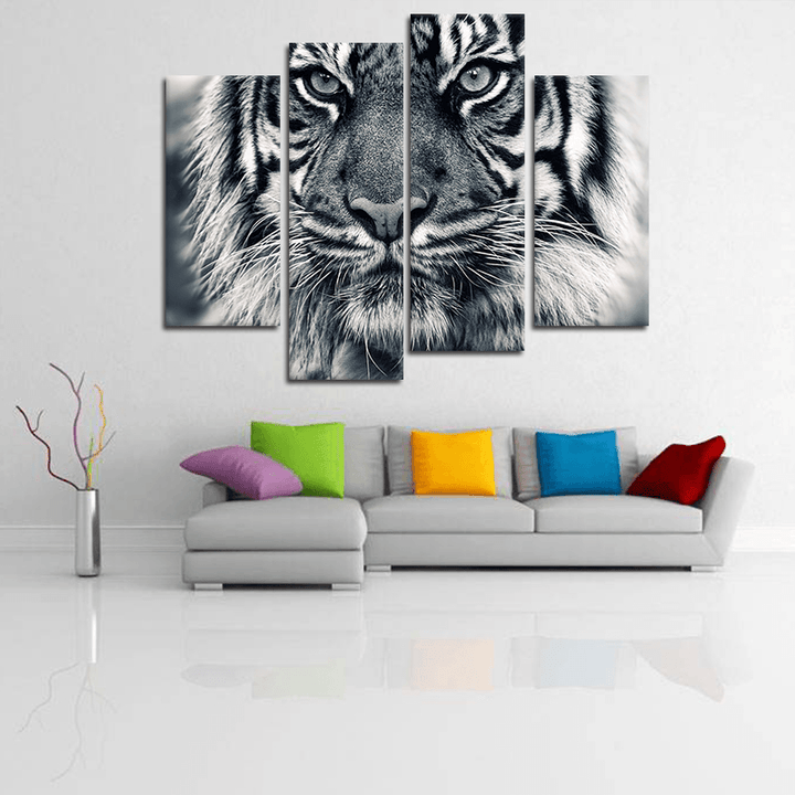 Miico Hand Painted Four Combination Decorative Paintings Tiger Head Wall Art for Home Decoration - MRSLM