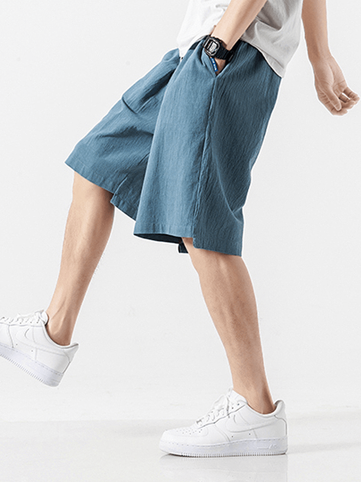 Mens Casual 100% Cotton Breathable Pockets Drawstring Fit Comfy Shorts - MRSLM