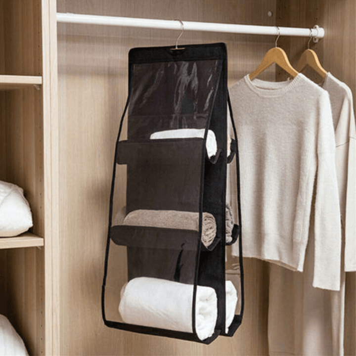 Double-Sided Six-Layer Hanging Handbag Closet Wardrobe Bag Storage Holder - MRSLM