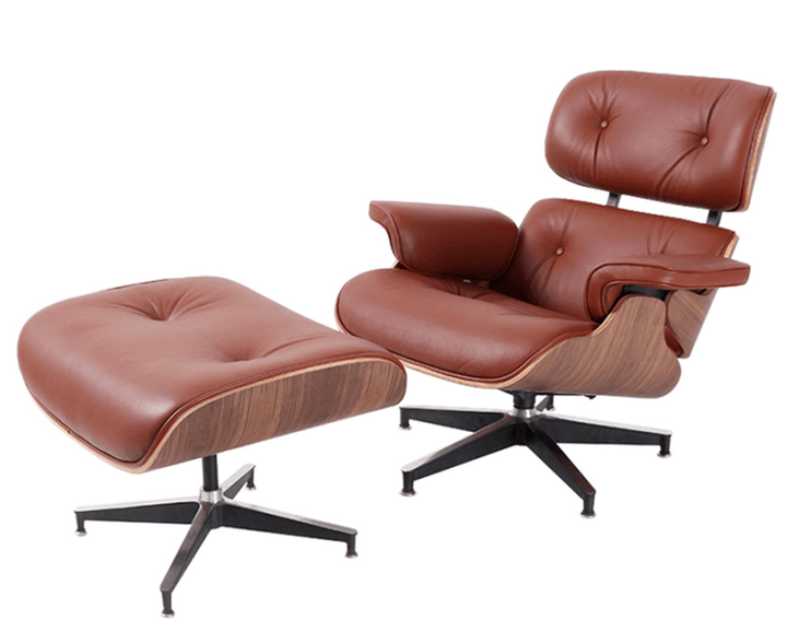 Full Genuine Leather Recliner Lounge Chair with Aluminum Base Support for Living Room - MRSLM