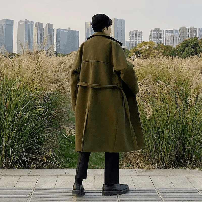 Autumn and Winter Korean Style Woolen Coat Men'S Mid-Length - MRSLM