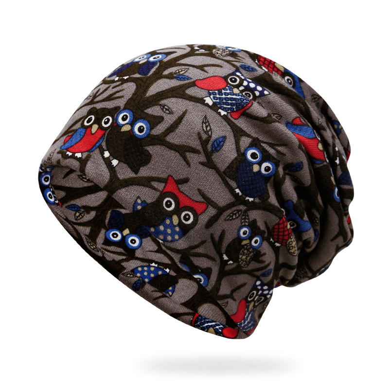 Fashion Men'S and Women'S Fashion Owl Print Riding Bib Hat Dual-Use - MRSLM