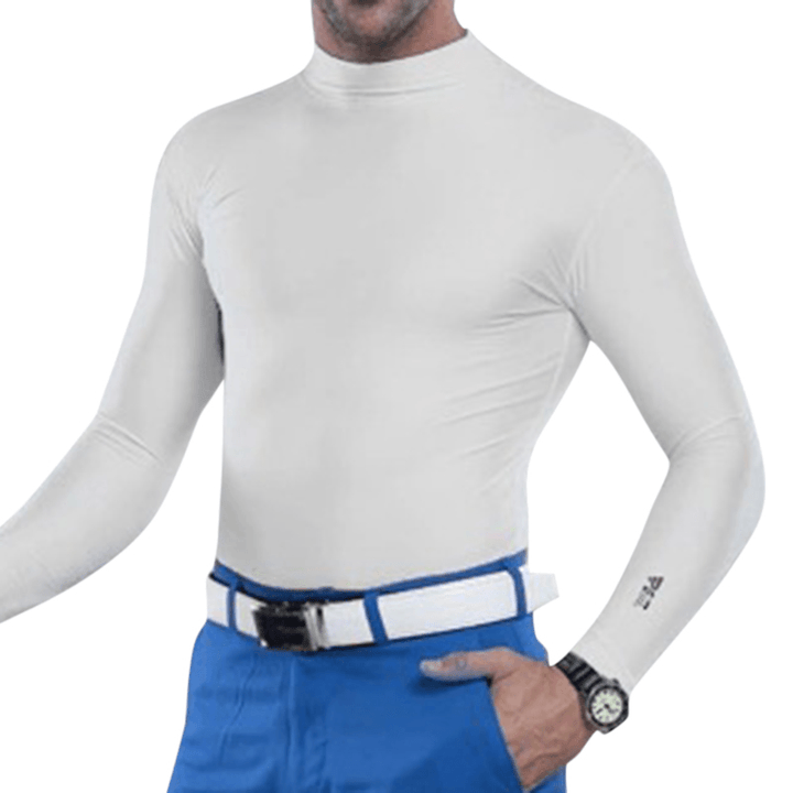 Men Solid Color O-Neck Golf Shirts - MRSLM