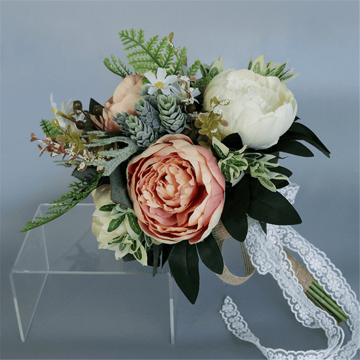 Wedding Bridal Bouquets Handmade Artificial Flowers Decorations Bride Accessories - MRSLM